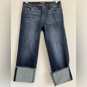 Y2K 90s Gabrielle Union  Size 6 Cropped Denim Cuffed Jeans Blue Wash